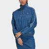 Adidas Originals Denim Jackets Women's Blue Stand Collar Moderate Straight Fit (Unisex) Denim Jackets H11515