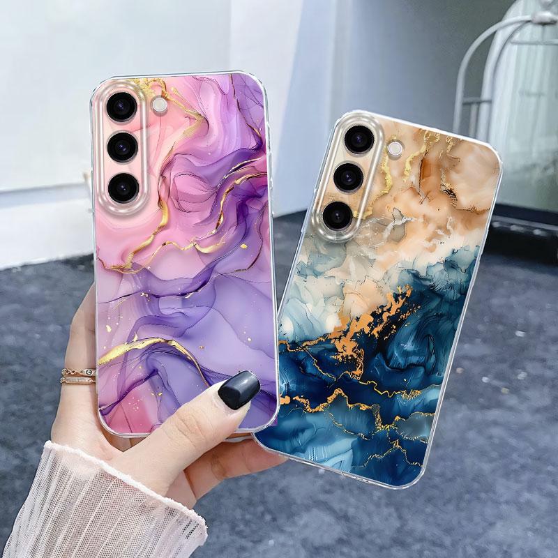 Для Samsung S23 Plus S23 Ultra Чехол Роскошный Чехол для Телефона Для Samsung GalaxyS23 S23 FE Мраморный Прозрачный Мягкий Силиконовый Защитный Чехол
