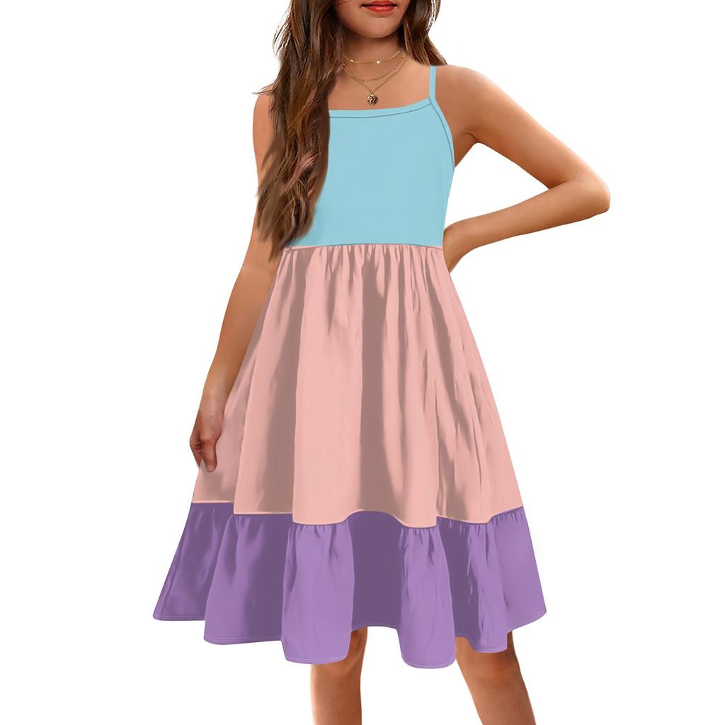 The Summer Children Condole Printed Sleeveless Cute Princess Leisure Dresses Of The Girls