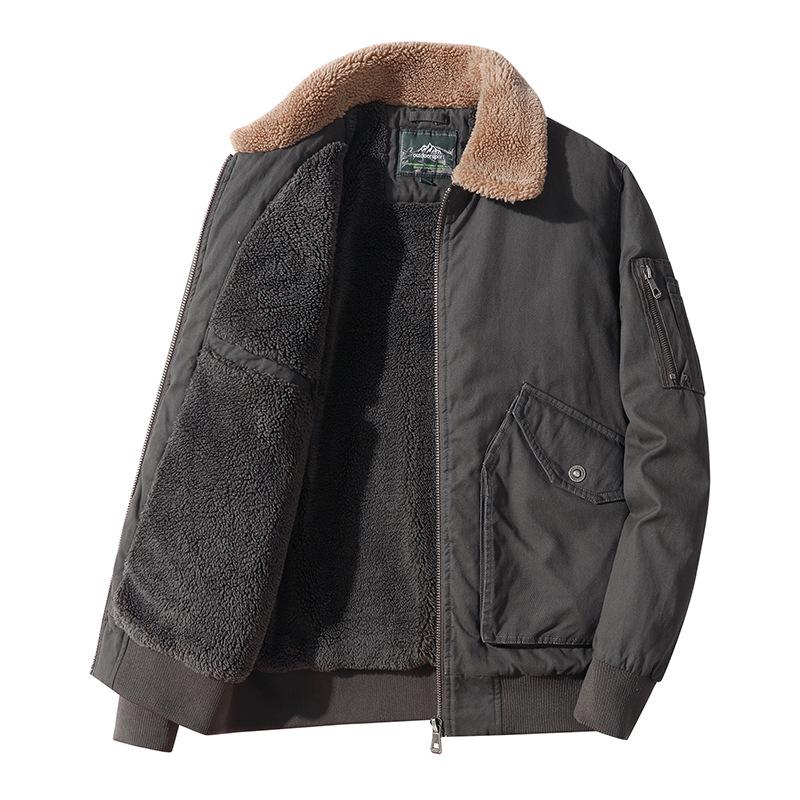 Мужская зимняя одежда с хлопковой подкладкой Повседневная утолщенная молодежная куртка с ворсом Куртка с хлопковой подкладкой Свитер с воротником Куртка с хлопковой подкладкой