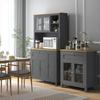 Kitchen cabinet sideboard, 5 doors, 2 glass doors, 1 drawer, 1 niche, 180 cm high, grey