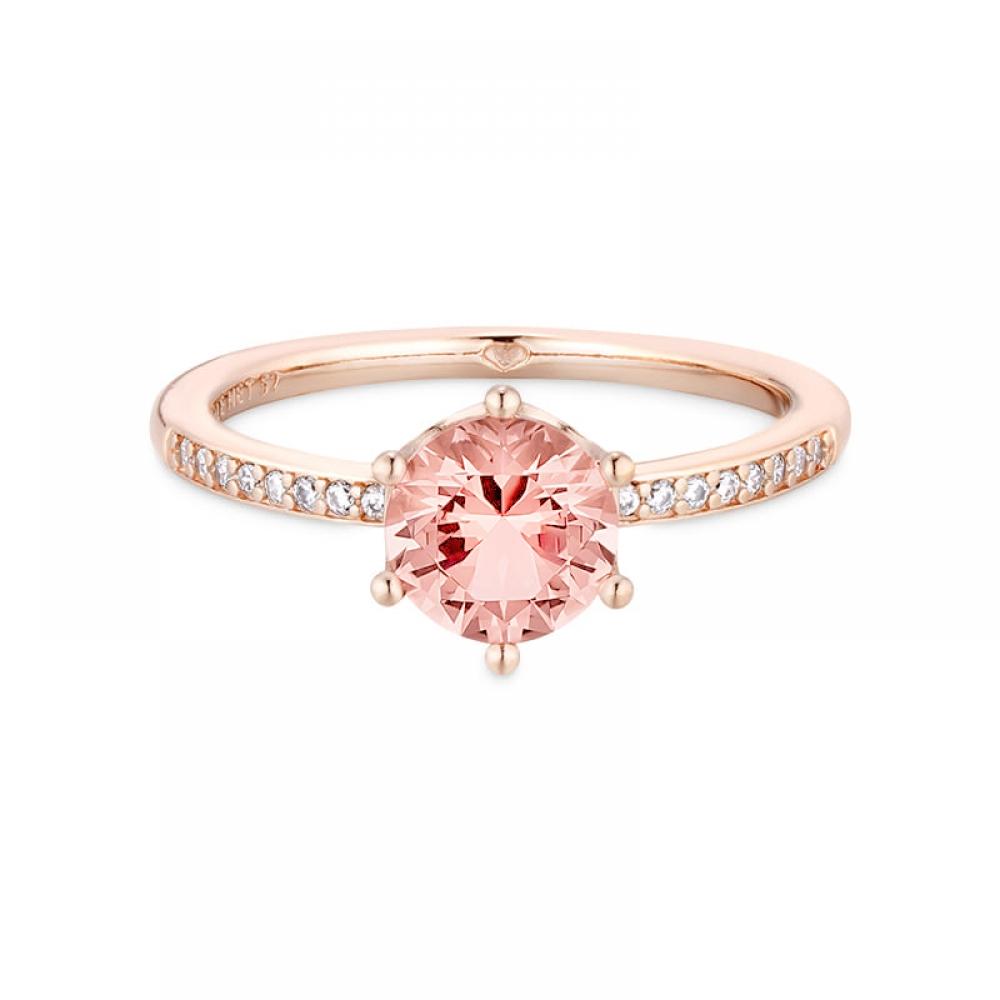Pandora 188289c01 Moment Sparkling Pink Solitaire Rose Ring