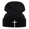 New Fashion High Quality Beanie Hat for Men Casual Cross Embroidery Knitted Hat for Women Outdoors Vintage Hip Hop Cap
