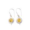Yellow Cat's Eye Gemstone 925 Sterling Silver Jewelry Handcrafted Earrings 1.43" EE-117-36