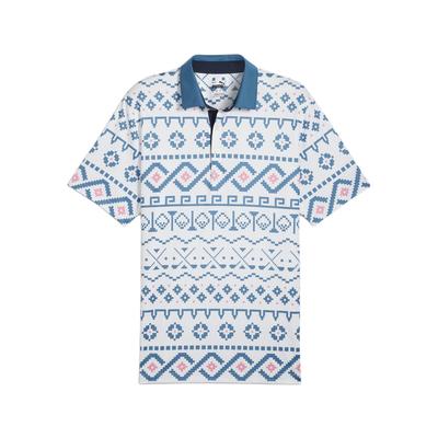 Мужская рубашка-поло для гольфа с принтом Fair Isle, белая, 626836-01