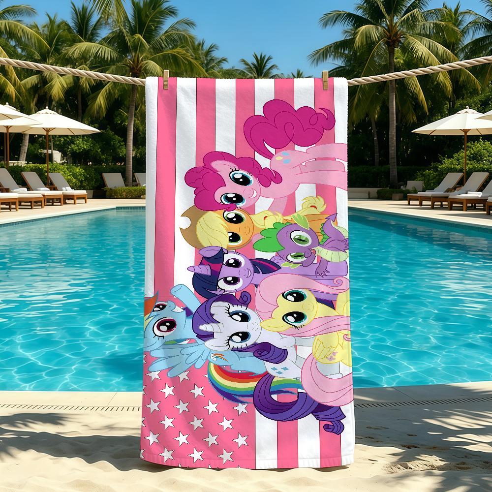 Мультяшное Полотенце M-My L-Little P-Pony для Кемпинга на Открытом Воздухе Пляжное Полотенце Супер Впитывающее Быстросохнущее Летнее Полотенце