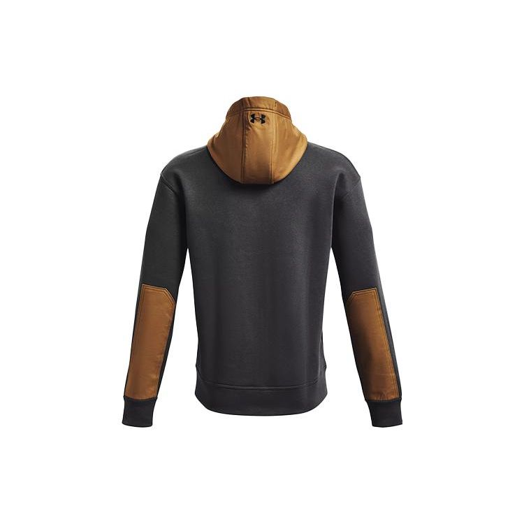 Under Armour Project Rock Pullover Fleece Hoodie With Contrast Pocket Men Outerwear Coal-Jade-Grey 1367105-010