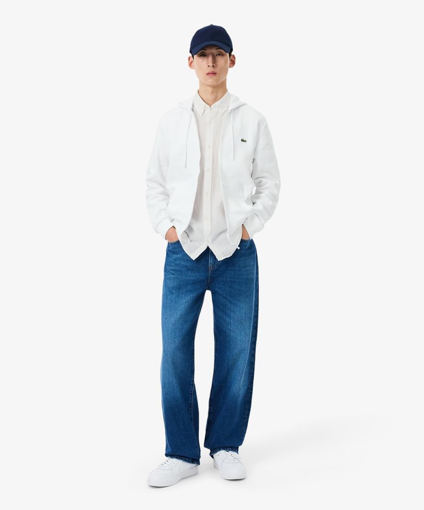 Мужская льняная однотонная рубашка с коротким рукавом LACOSTE Ch5699-56G 001