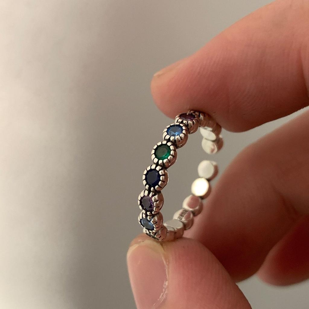 Original 925 Sterling Silver Colorful Heart Rings For Women Counple Wedding Engagement Silver Women's Diamond Ring Fine  Jewelry