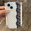 Чехол для телефона iPhone 17 17Air 16 15 14 13 12 11 Pro Max Простой узор в горошек с кружевом Прозрачный матовый силиконовый чехол Funda