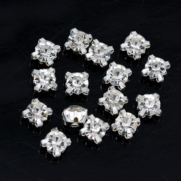 40 цветов 4 мм 100 шт./упак. стеклянные круглые пришивные стразы с серебряными когтями для украшений, свадебных платьев, одежды, поделок, отделки