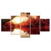 5Pcs Autumn Red Trees Leaves Decor Canvas Picture Wall Art Pictures Paintings HD Print Home Decor No Framed 5 Panel Modern