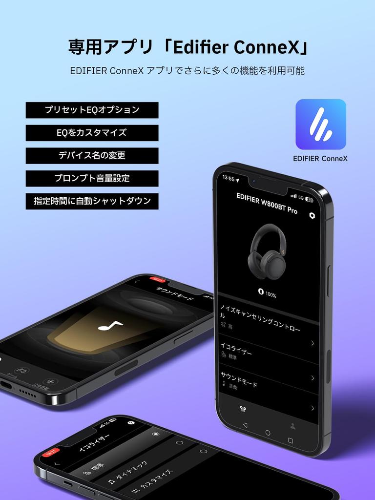 Edifier W800BT Pro Wireless Headphones with Active Noise Cancellation [Bluetooth 5.4, up to 44dB Noise Reduction, Wired Hi-Res Audio, AAC Support],