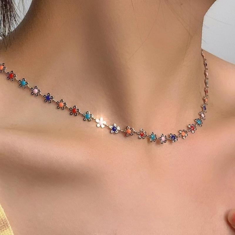 Ожерелья-чокеры с цветами из бисера для женщин, богемное ожерелье ручной работы, подростковое ожерелье для пляжа, цепочка, ювелирные аксессуары