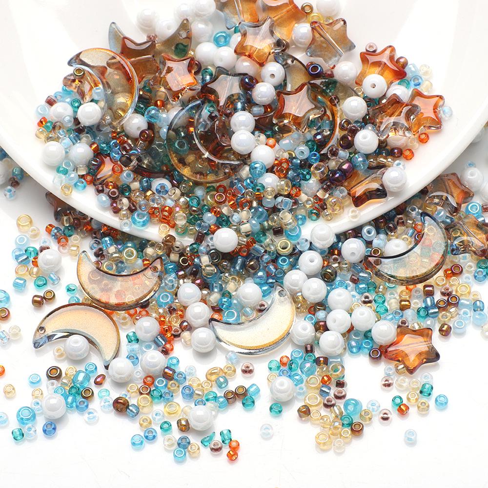 Набор для изготовления украшений своими руками из бусин-звездочек и лун, а также бисера для серег, браслетов и ожерелий