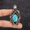 Copper Blue Turquoise Pendant Copper Wire Wrapped Jewelry Rainbow Moonstone Pendant Gemstone Jewelry For Gift Handmade Copper Unique Pendant