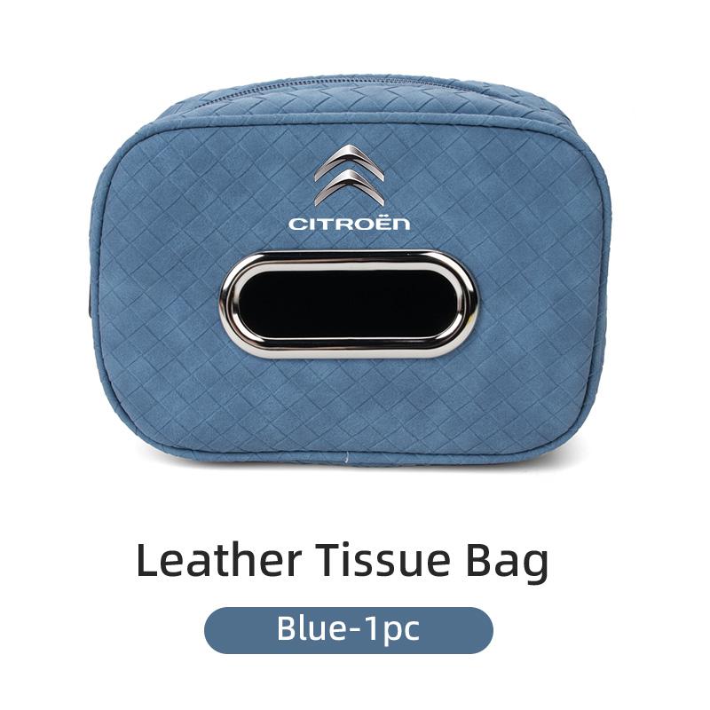 Car Plaid Tissue Holder Leather Tissue Box Seatback Hanging Bag Accessories For Citroen C4 C3 C5 C1 C2 C-Elysee Berlingo Picasso