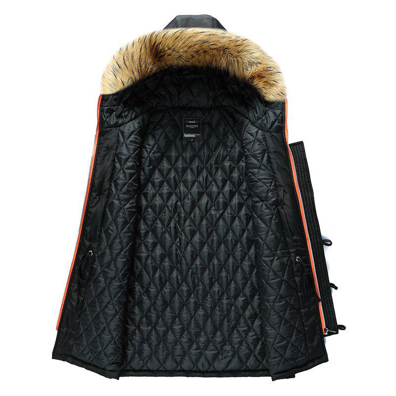 Men Winter Jacket Fur Collar Casual Hooded Parka Down Jackets Mens Warm Thick Thermal Outdoor Overcoat Zipper Multi -Pocket