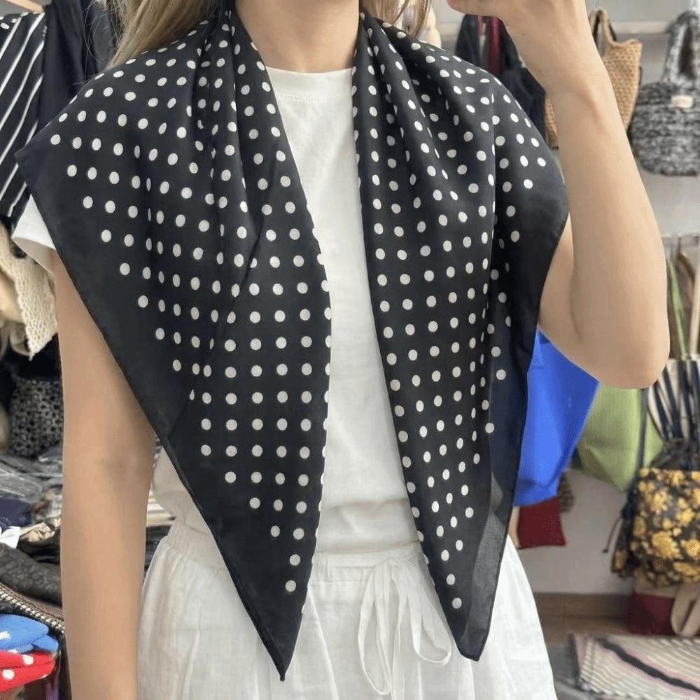 Polyester Polka Dot Head Scarf Elegent Waist Tying Scarf Luxury Bandana Travel Matching