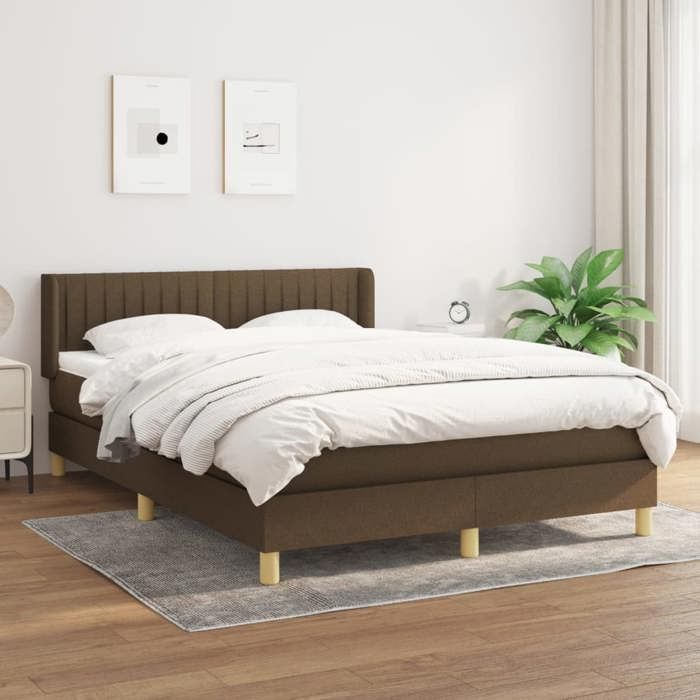 Maison Exclusive - Sommier à lattes de lit avec matelas Marron foncé 140x200 cm