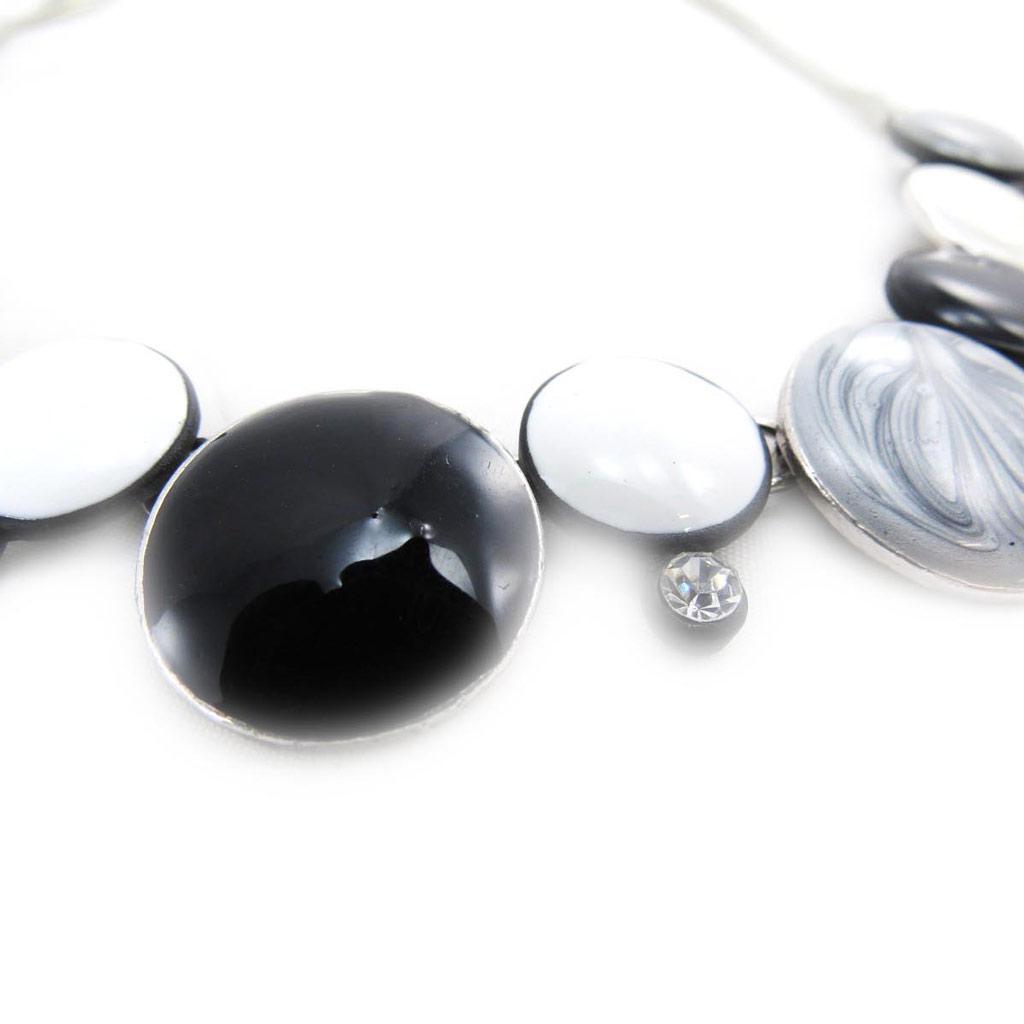 NOA [J4219] - Дизайнерское колье «Раскраска» черно-серое