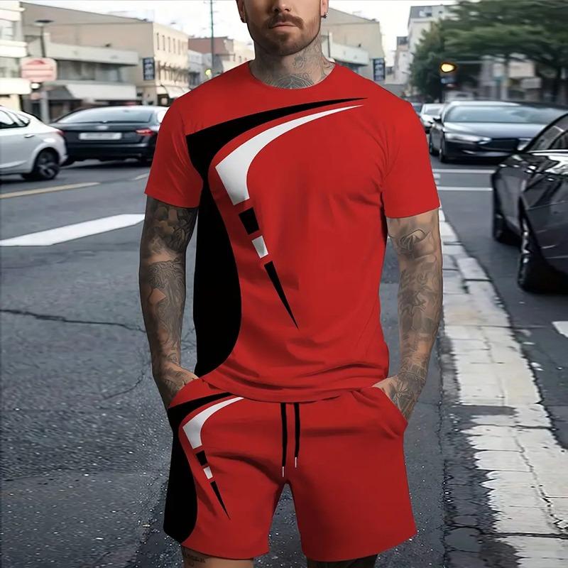 Летние мужские свободные рубашки с короткими рукавами, потные быстросохнущие шорты, мужской классический спортивный костюм, офисный комплект из двух предметов большого размера