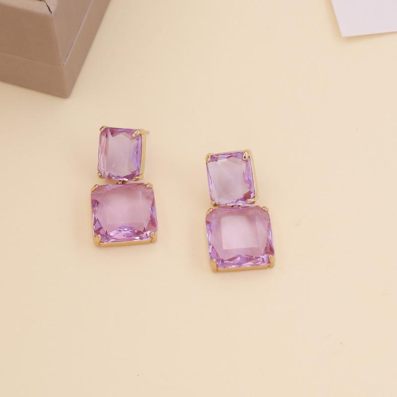 Pinkdudu Корейская версия, серьги-гвоздики с прозрачными кристаллами, простые геометрические квадратные серьги из сплава для женщин, ювелирные изделия, подарки PD683