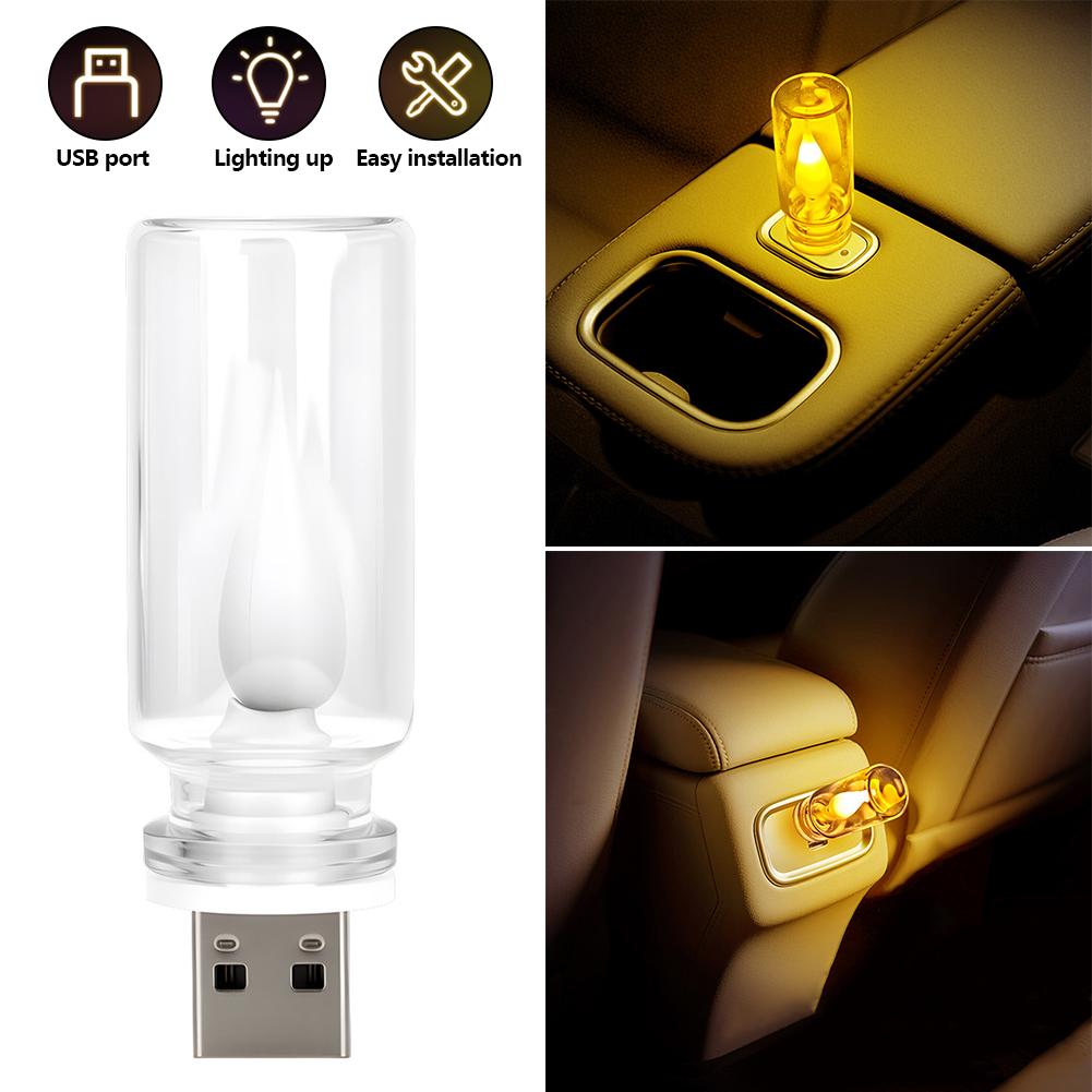 Car Retro 5V LED Bulbs Incandescent Atmosphere Ornament Light Universal USB LED Candle style Rainbow Color Atmosphere Lamp