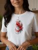 Women's Red "Fish" Print T-shirt for Summer