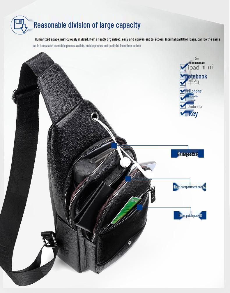 Мужская сумка-слинг через плечо из искусственной кожи - Повседневный модный маленький рюкзак