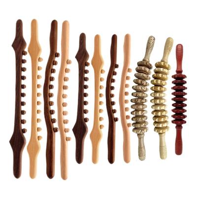 Деревянный массажер-ролик для терапии триггерных точек, деревянная палочка для массажа Гуа Ша, фасции, целлюлит, мышцы и живот, инструмент для облегчения боли в теле и животе
