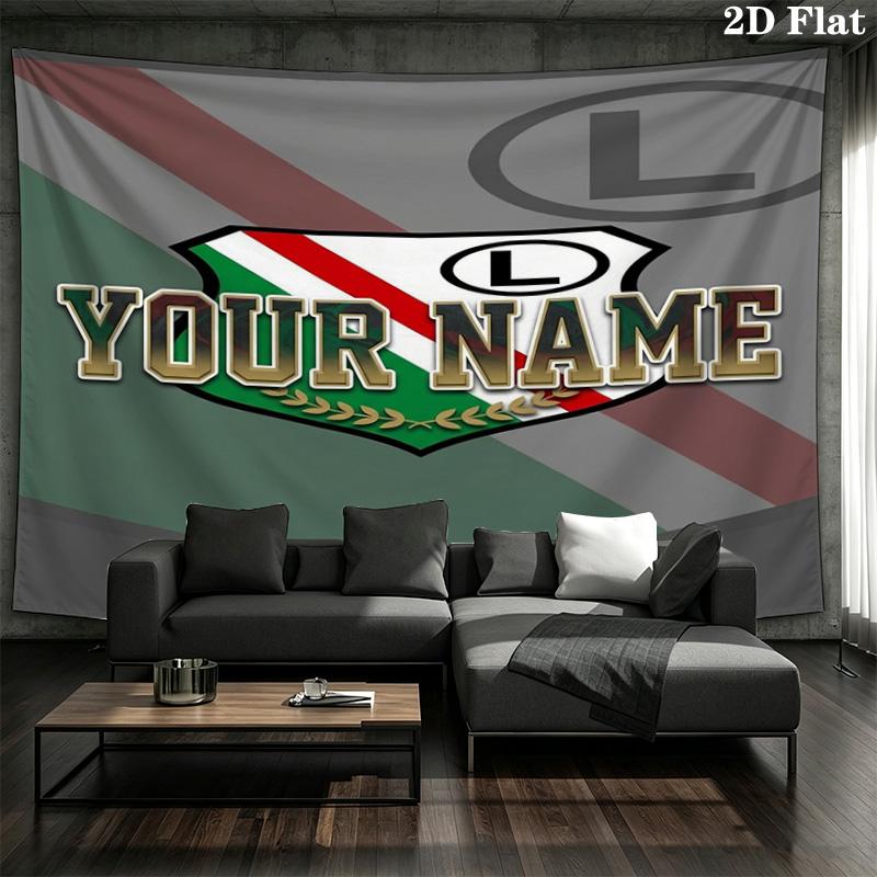 L Shield Crest Custom Name Wall Tapestry Aesthetic Wall Hanging Printed Fabric Blanket Decorative Tapestries For Bedroom Living Room Home Decor