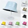 Retro Fashion PU Leather Cotton Reversible Sun Hat Fishing Hat Bucket Hat Fisherman Hat