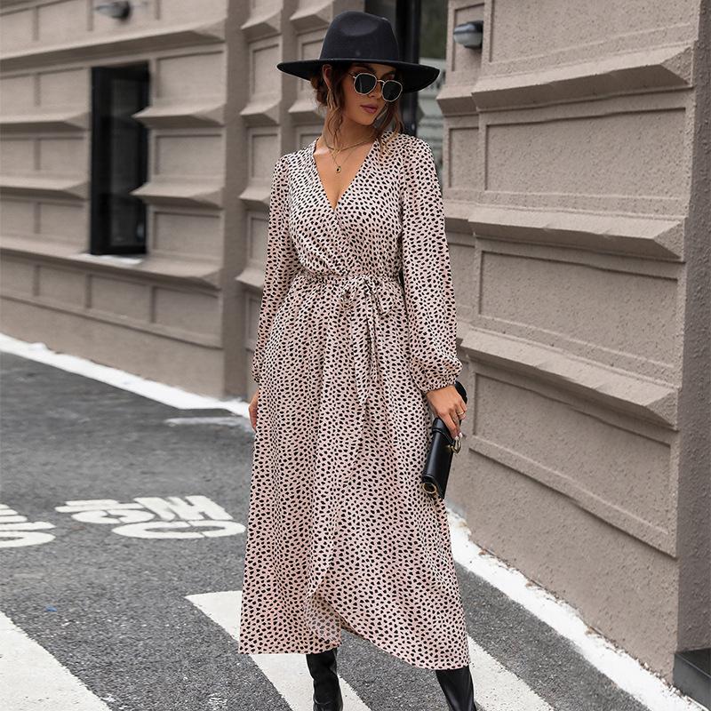 Темперамент и элегантность верхняя одежда осень женские длинные рукава леопардовый принт женские платья