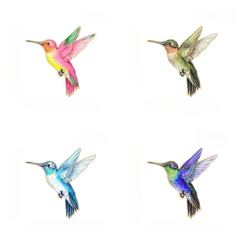 4pcs Hummingbird Brooch Pins For Women Colorful Birds Enamel Pin Metal Badge Jewelry Clothing Backpack Accessories Friends Gift