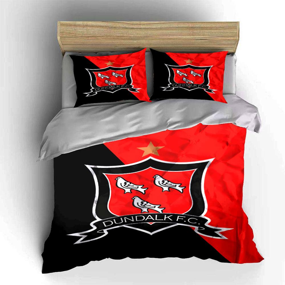 Red and Black Dundalk F.C. Bedding Bedding Duvet Cover Set Duvet Cover Pillowcases (1 * Duvet Cover 2 * Pillowcases, without duvet insert)