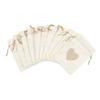 10Pcs Heart Shape Linen Small Drawstring Bag Reusable Burlap Jewelry Storage Pouch Gift Packaging Bags Party Candy Bags