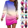 Long Sleeve Dress For Women Casual Gradient Pullover Hip Pack Dress Sweater Dress Autumn