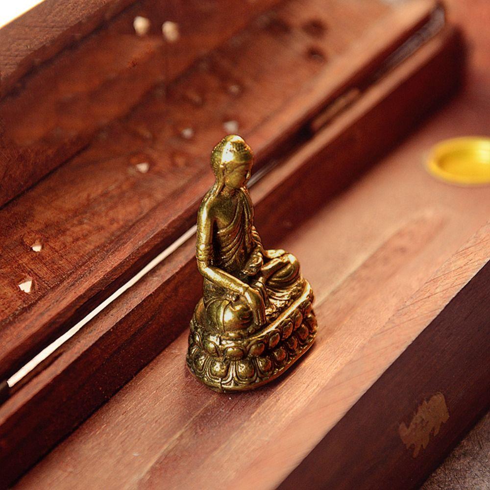 Antique Micro-carving Desktop Decor Sakyamuni Statue Sitting Buddha Figurine Buddha Trinkets