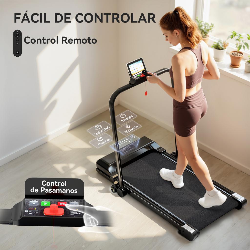 Folding Treadmill, 2.5 HP, LED Display, Speed up to 10 km/h, Remote, Black