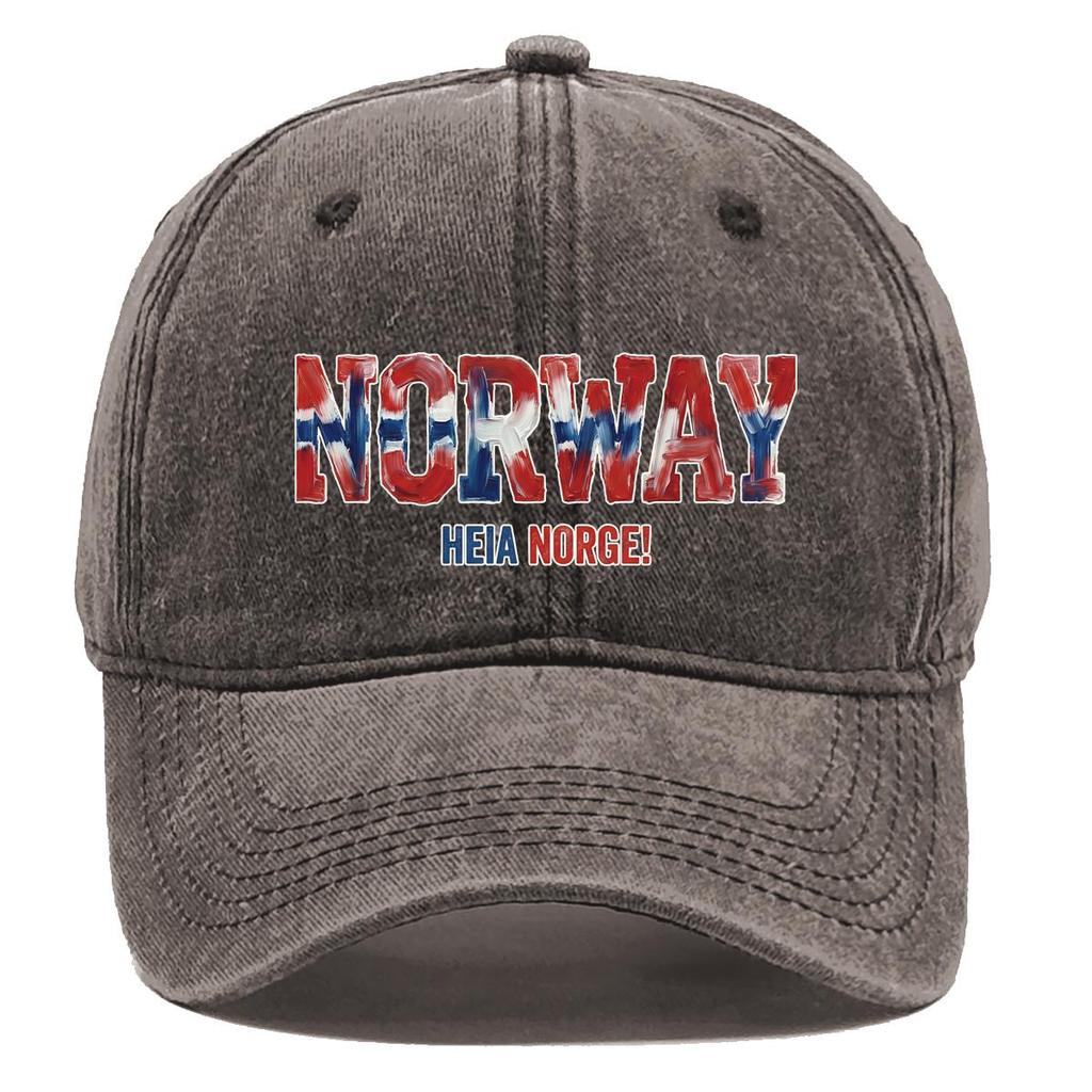 """НОРВЕГИЯ"" ""HEIA NORGE"" Кепка-панама с принтом флага, Регулируемая бейсболка Snapback, Простая, Повседневная, Легкая, С потертостями, Кепка-дадхэт"""