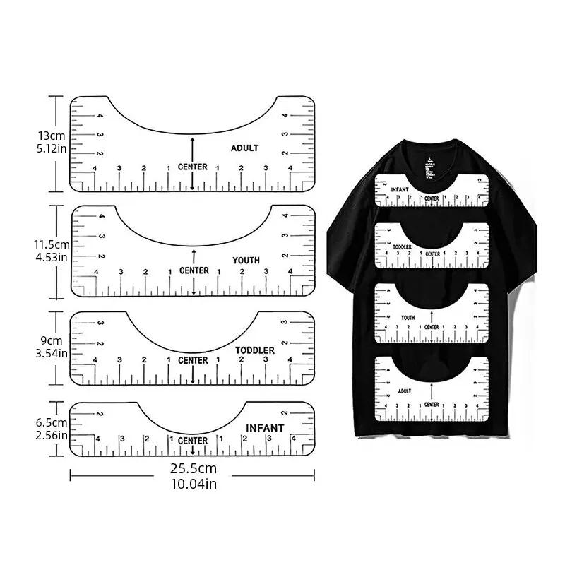 4 шт. линейка для выравнивания футболок прозрачная акриловая графическая линейка для выравнивания одежды передняя часть задняя часть измерение швейный инструмент