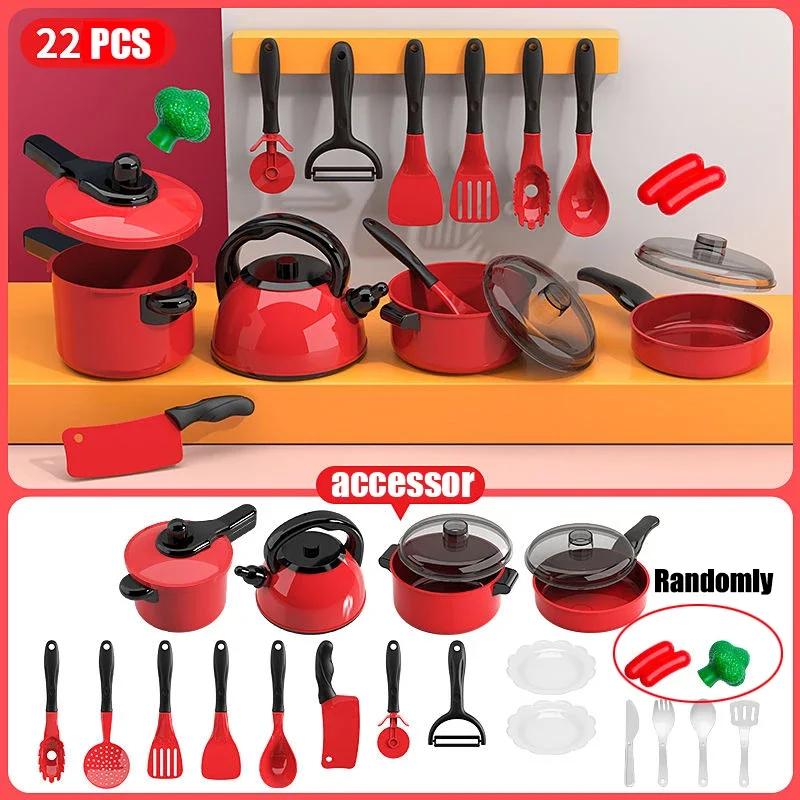 Детские игрушки Игрушки для ролевых игр Красные кухонные игрушки Имитация еды Приготовление пищи Для девочек и мальчиков Развивающие Игровой домик Интерактивные игрушки для детей