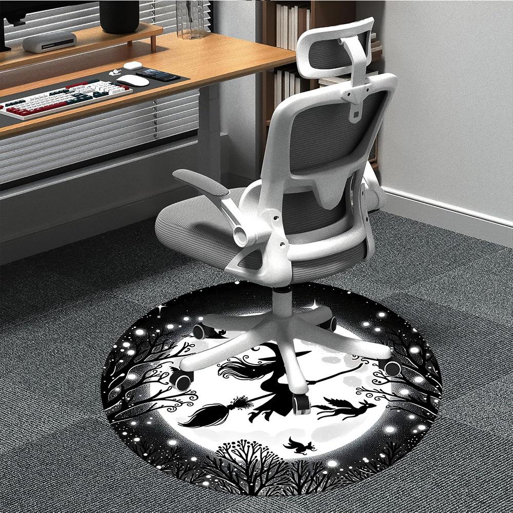 1PC Witch Moon Office Round Area Rug, Mat Suitable For Office, Under Office Chairs Bedroom Living Room Home Decor, Room Deco