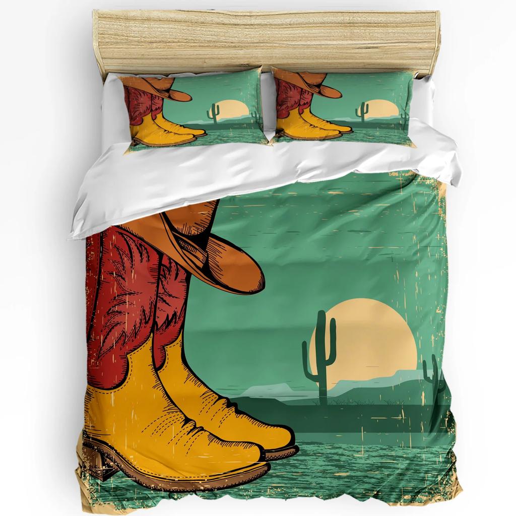 Цветочный горшок Кактус Цветы Зеленые листья Растение Пододеяльник Набор постельного белья для кровати Домашний Чехол для одеяла Наволочки Комплект постельного белья Без простыни