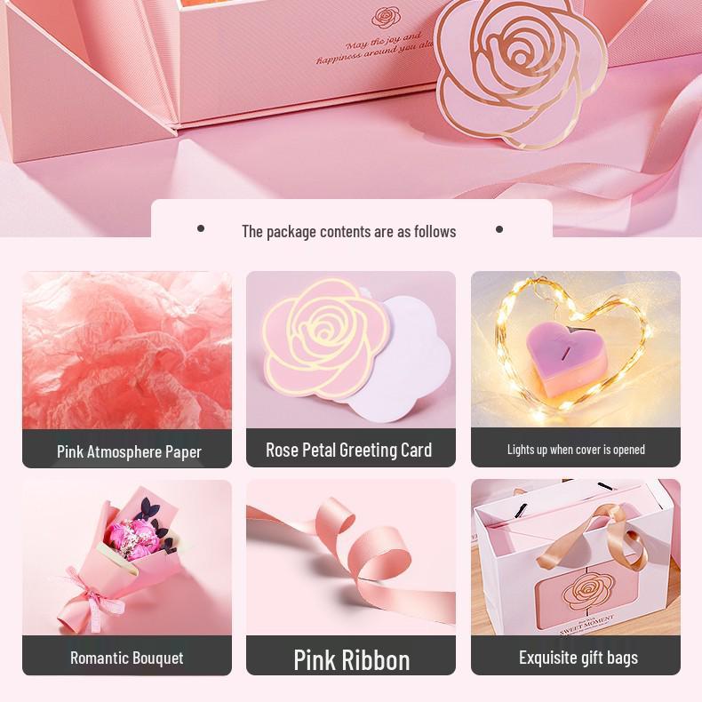 Элегантная розовая подарочная коробка для женщин - Идеально подходит для дней рождения, помады, духов и сюрпризов высокого класса