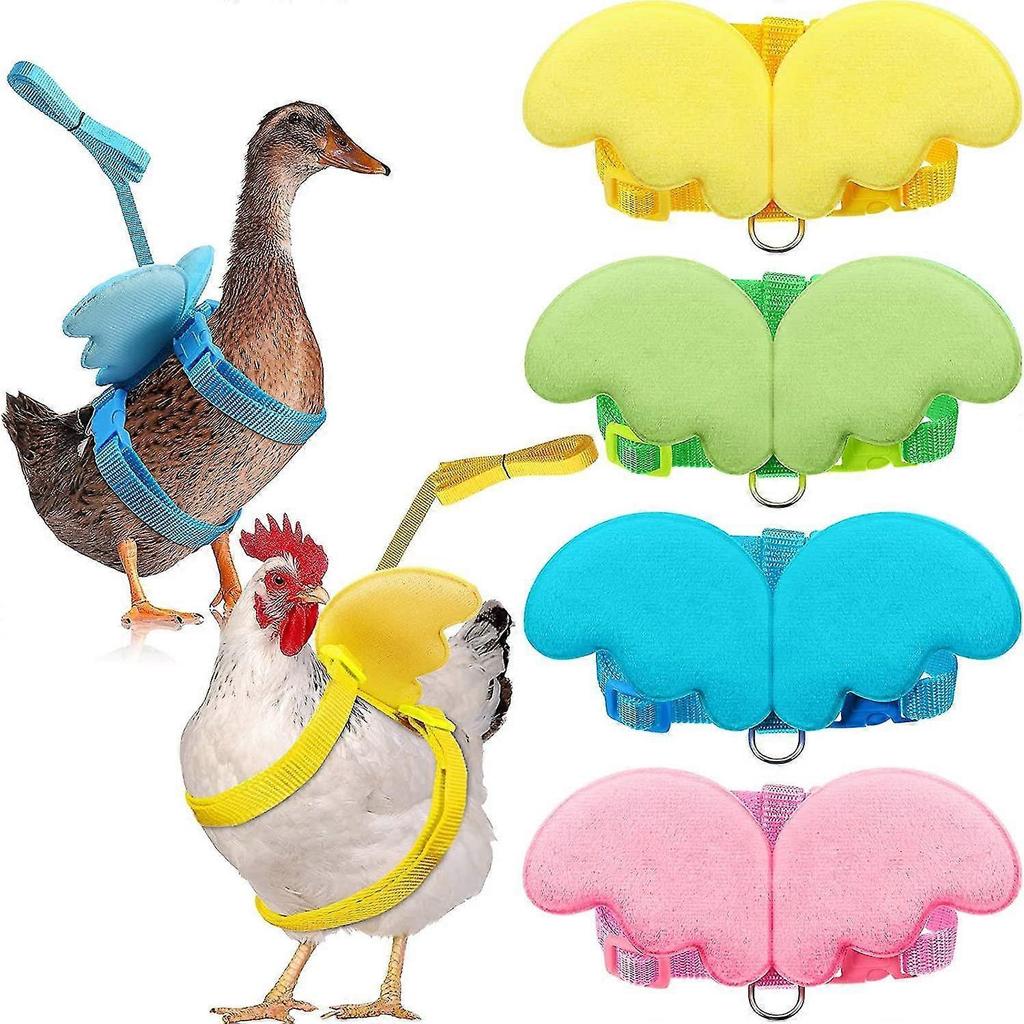 4pcs pet duck outdoor walking belt, hen skin belt, adjustable outdoor training leash, chicken, goose, hen