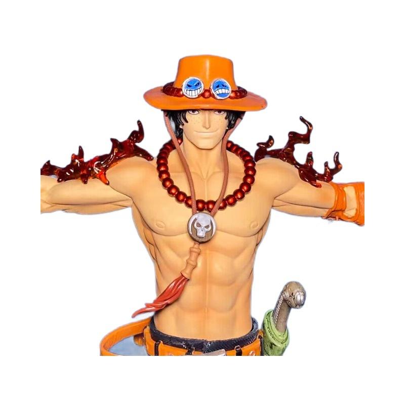 Аниме One Piece Фигурка Эйса Светящаяся 27см Поза со скрещенными руками Ночник Декор Модель