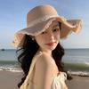 French Summer New Hat Women's Big Edge Sunshade Sunscreen Hat Outdoor Beach Straw Hat Bow Lace Sun Hat