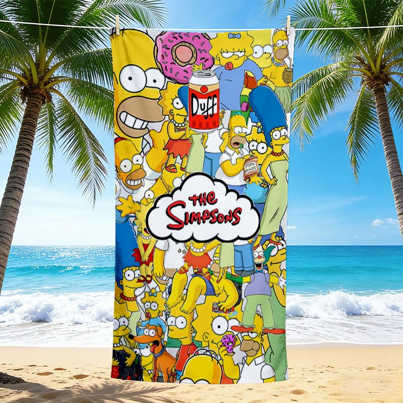 1Pc Simpsons Family Adventure Beach Towel, Quick Dry, Multi-Use for Beach Pool Gym Yoga Home Travel, Christmas, Halloween, Xmas Gift S788